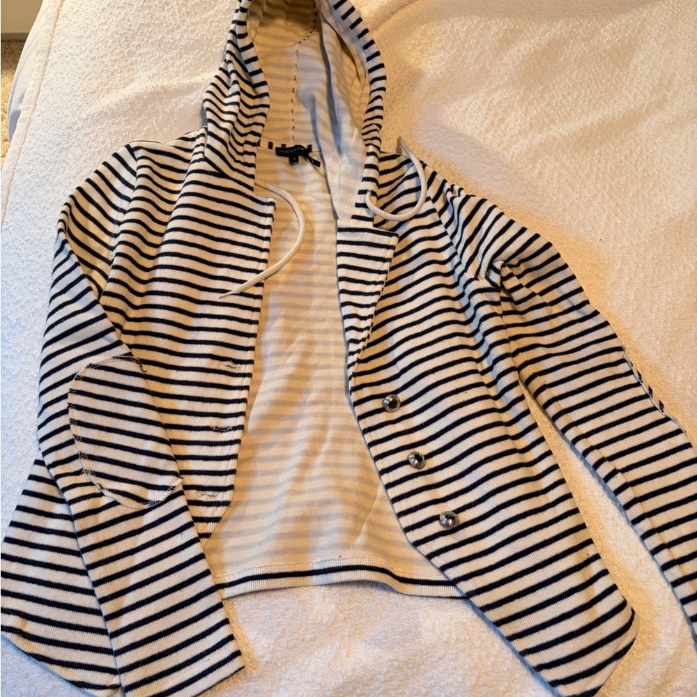 Tricotto Navy and White Striped Cardigan